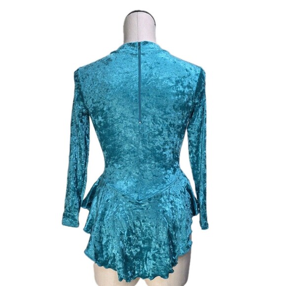 Gilda Marx VTG High Neck Keyhole Skirt Velvet Skate Leotard Dress Y/J Adult XS - Picture 2 of 16
